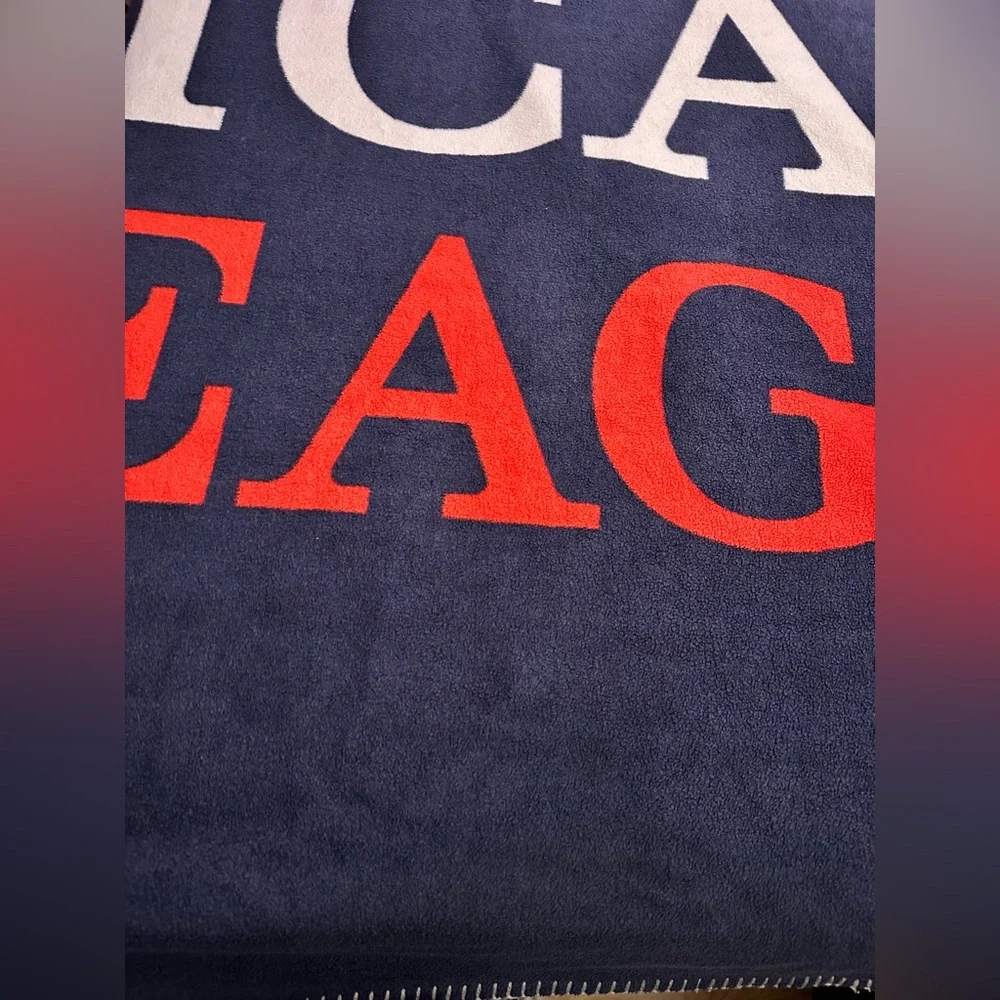 American Eagle Soft Fleece Throw Blanket - navy blue, logo all over - 50x60